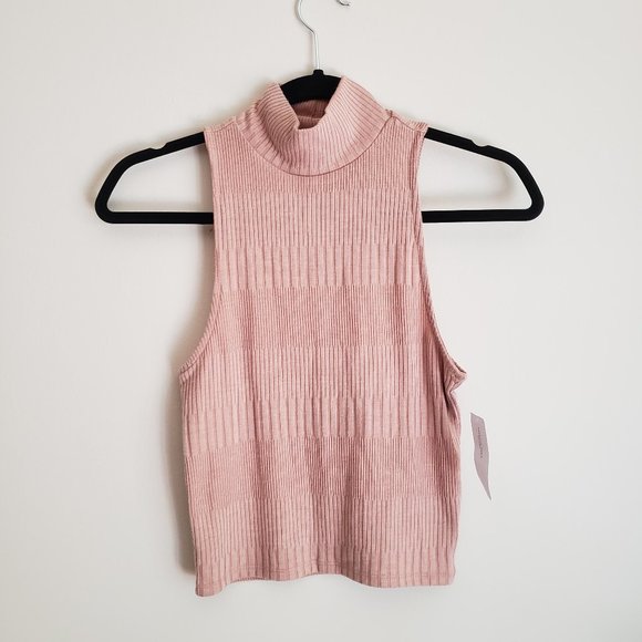 American Eagle Beige Ribbed Turtle Neck Tank - Picture 1 of 4